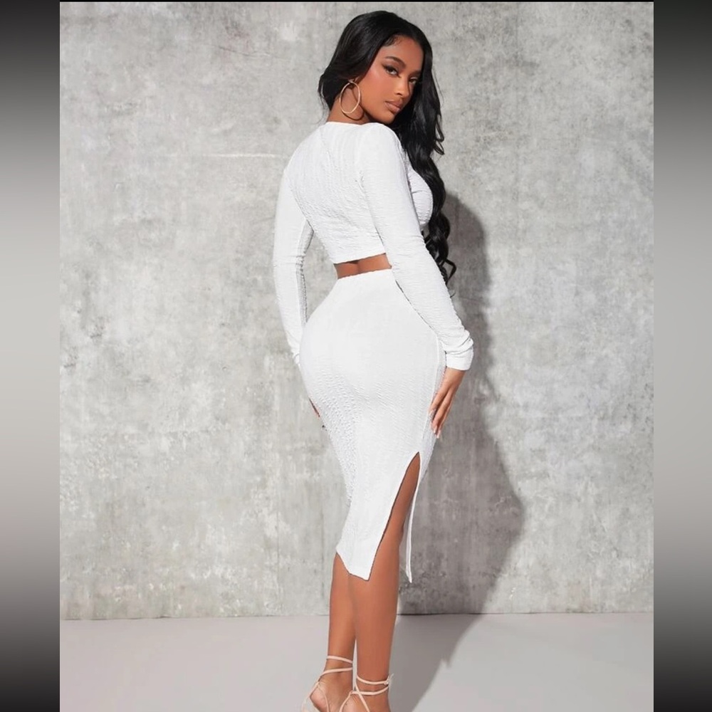 Chic White Two-Piece Set - Picture 2 of 3